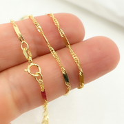 14K Solid Gold Singapore Bar Chain